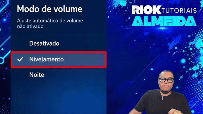 Nivelamento selecionado no modo de volume da Roku TV com som baixo